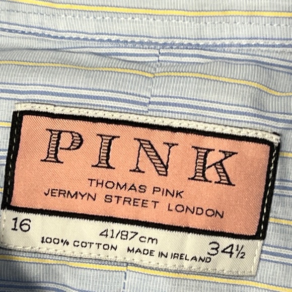 Thomas Pink Button Down Blue Long Sleeve Dress Suit Work Button Down Shirt - Picture 2 of 5